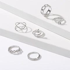 Cubic Zirconia & Silver-Plated Butterfly Snake Ring Set