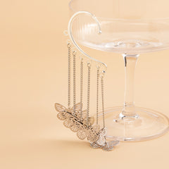 Silver-Plated Butterfly Tassel Ear Cuff