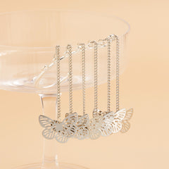 Silver-Plated Butterfly Tassel Ear Cuff