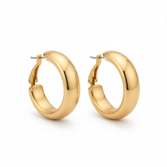 18K Gold-Plated Thick Hoop Earrings