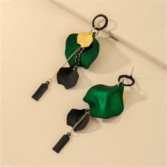 Green Acrylic & 18K Gold-Plated Rose Petal 'Believe' Drop Earrings