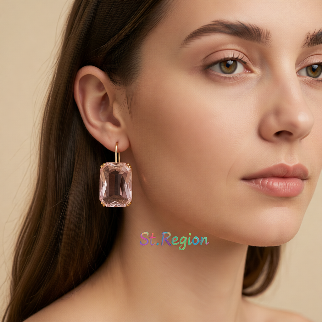 Clear Crystal & 18K Gold-Plated Radiant-Cut Drop Earrings