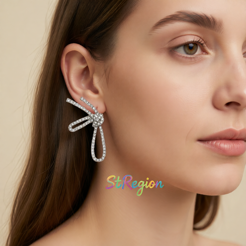 Cubic Zirconia & Silver-Plated Knot Stud Earrings