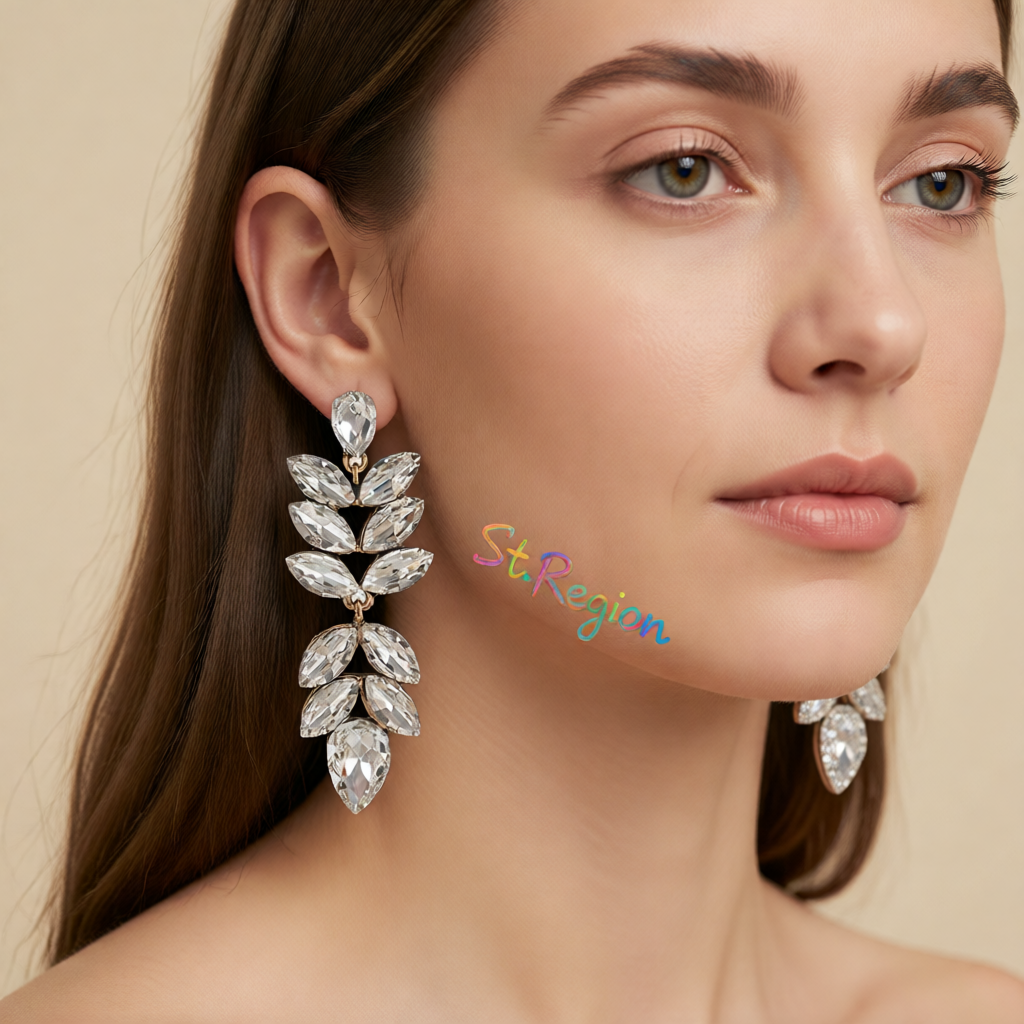 Crystal & 18K Gold-Plated Vine Drop Earrings