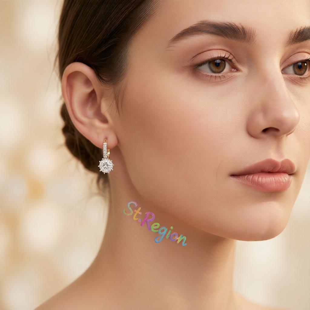Cubic Zirconia and 18K Gold-Plated Round-Cut Huggie Earrings, gold huggie earrings, dainty minimalist design, styled look