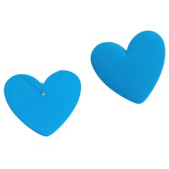 Lake Blue Acrylic & Silver-Plated Heart Stud Earrings