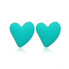 Lake Blue Acrylic & Silver-Plated Heart Stud Earrings