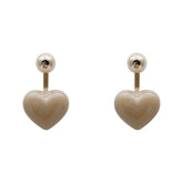 Gray Enamel & 18K Gold-Plated Heart Ear Jackets