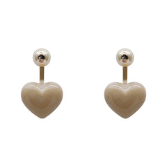 Gray Enamel & 18K Gold-Plated Heart Ear Jackets