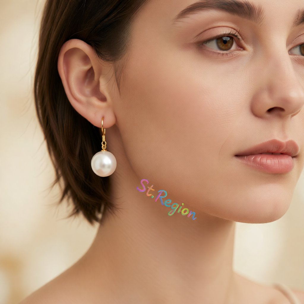 White Pearl and 18K Gold-Plated Hook Drop Earrings, gold drop earrings for women, elegant gift for her, styled look