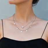 Pearl & Silver-Plated Sequin-Pendant Layered Necklace