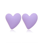 Light Purple Acrylic & Silver-Plated Heart Stud Earrings