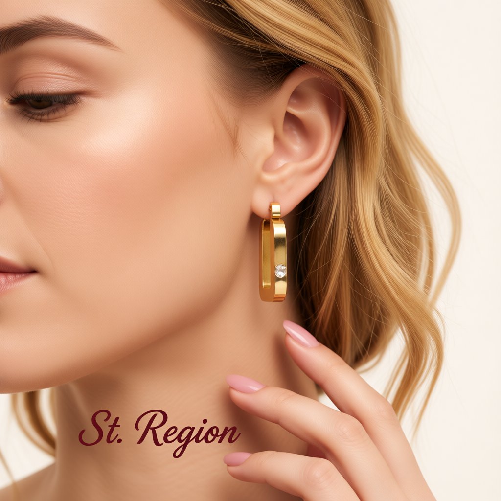 18K Gold-Plated U-Shape Hoop Earrings, gold huggie earrings, dainty minimalist design, styled look