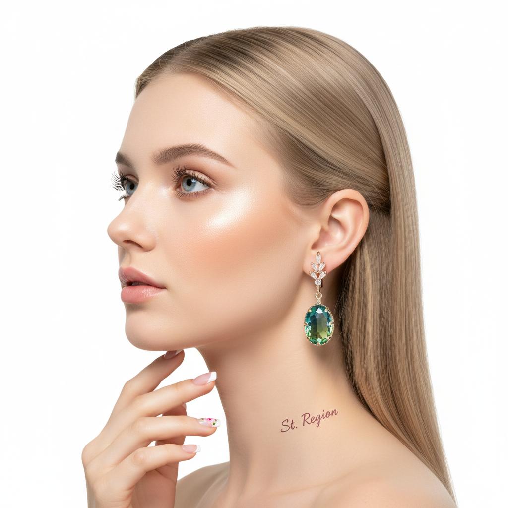 Oval-Cut Crystal and 18K Gold-Plated Huggie Earring, gold huggie earrings, everyday style, styled look