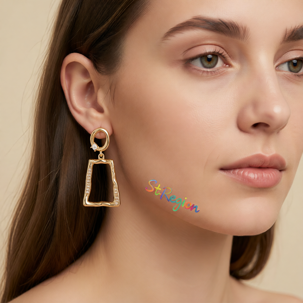 Cubic Zirconia & 18K Gold-Plated Open Ladder Drop Earrings