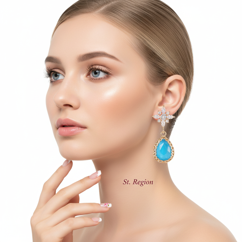 Blue Crystal & Cubic Zirconia 18K Gold-Plated Star Drop Earrings - Street Region