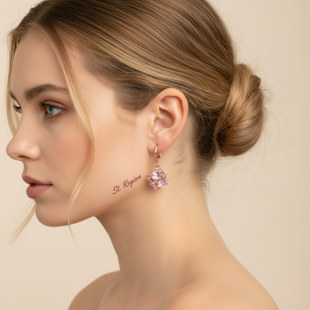 Pink Crystal & Goldtone Ball Huggie Earrings - Street Region