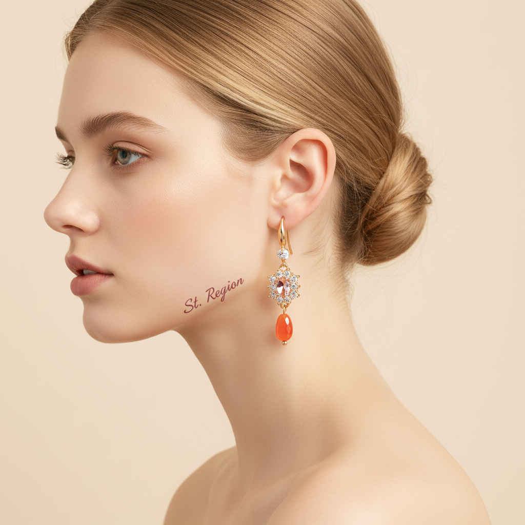 Pink Crystal & Resin Cubic Zirconia Goldtone Oval Flower Drop Earrings - Street Region