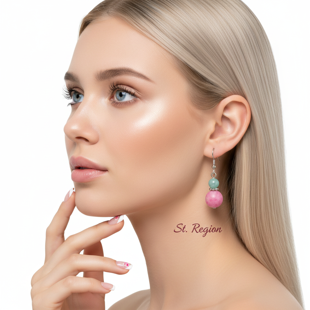 Pink Jade & Silvertone Gourd-Shape Hook Earrings - Street Region