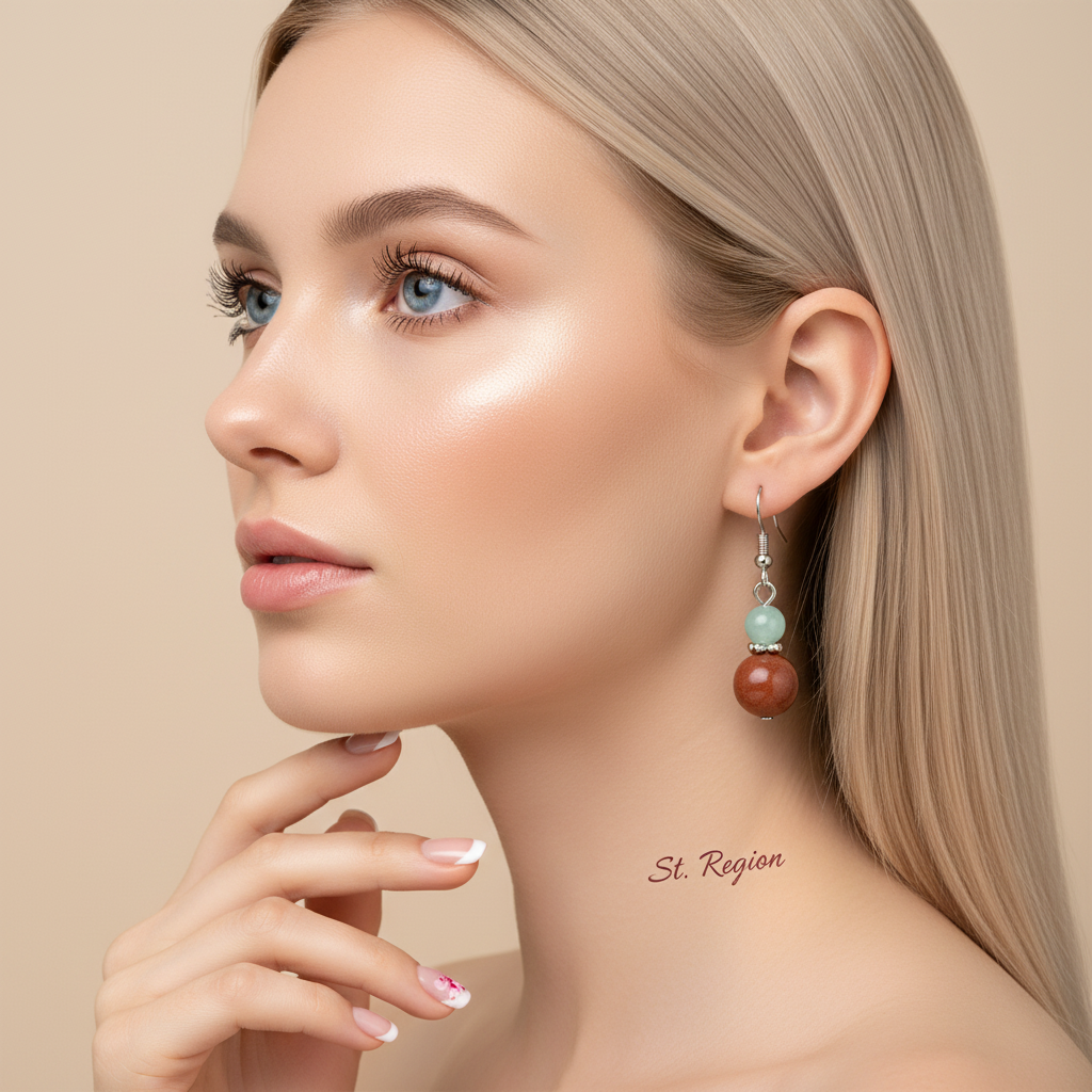 Pink & Brown Jade Silvertone Gourd-Shape Hook Earrings - Street Region