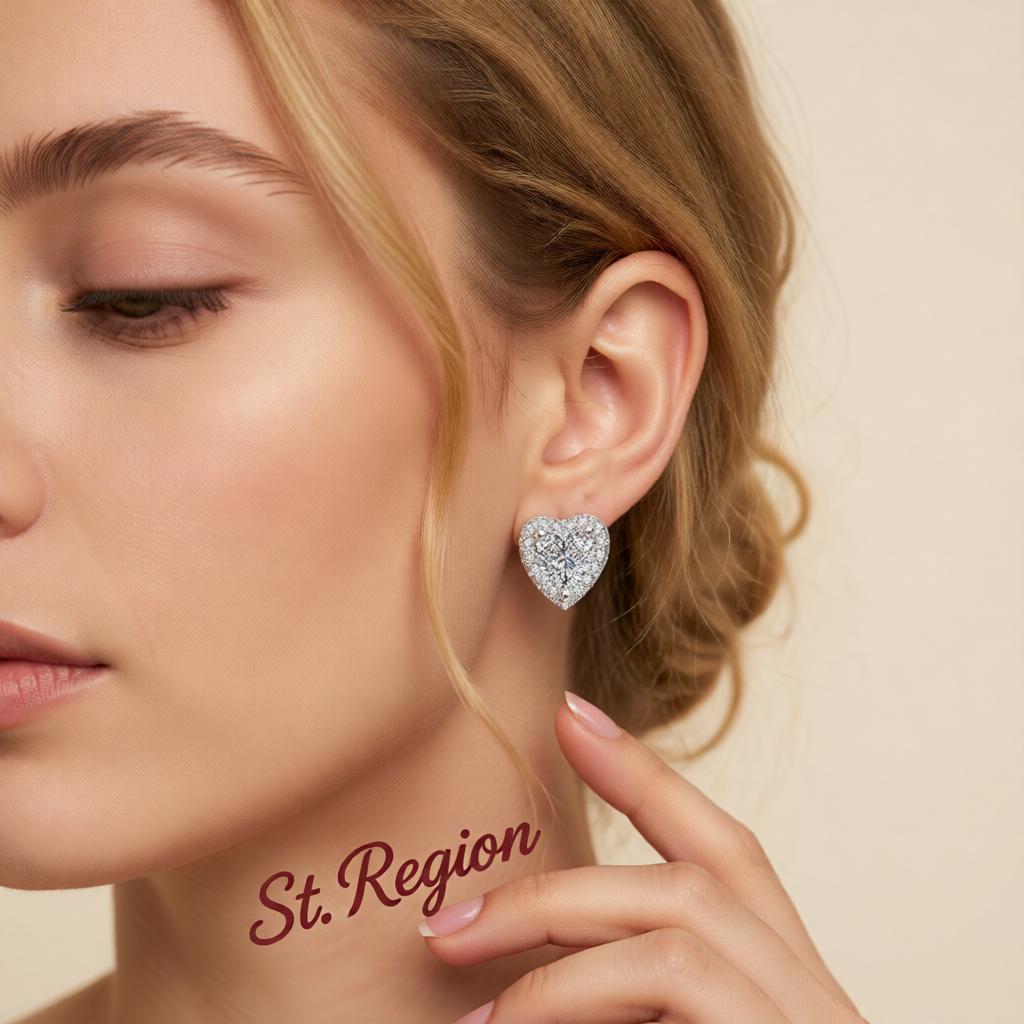 Crystal & Cubic Zirconia Heart Hola Stud Earrings