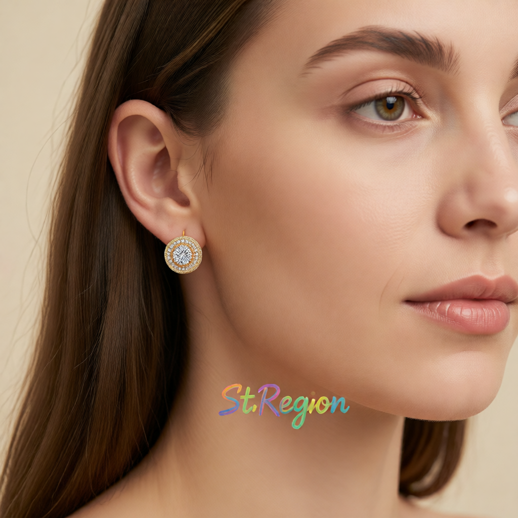 Cubic Zirconia & Crystal 18K Gold-Plated Tiered Round Stud Earrings
