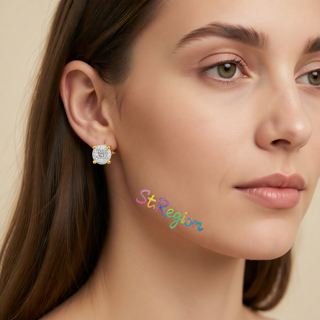 Marquise Crystal & Cubic Zirconia Round Stud Earrings