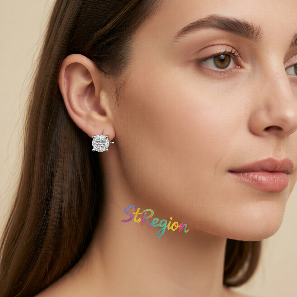 Crystal & Cubic Zirconia Marquise Round Stud Earrings