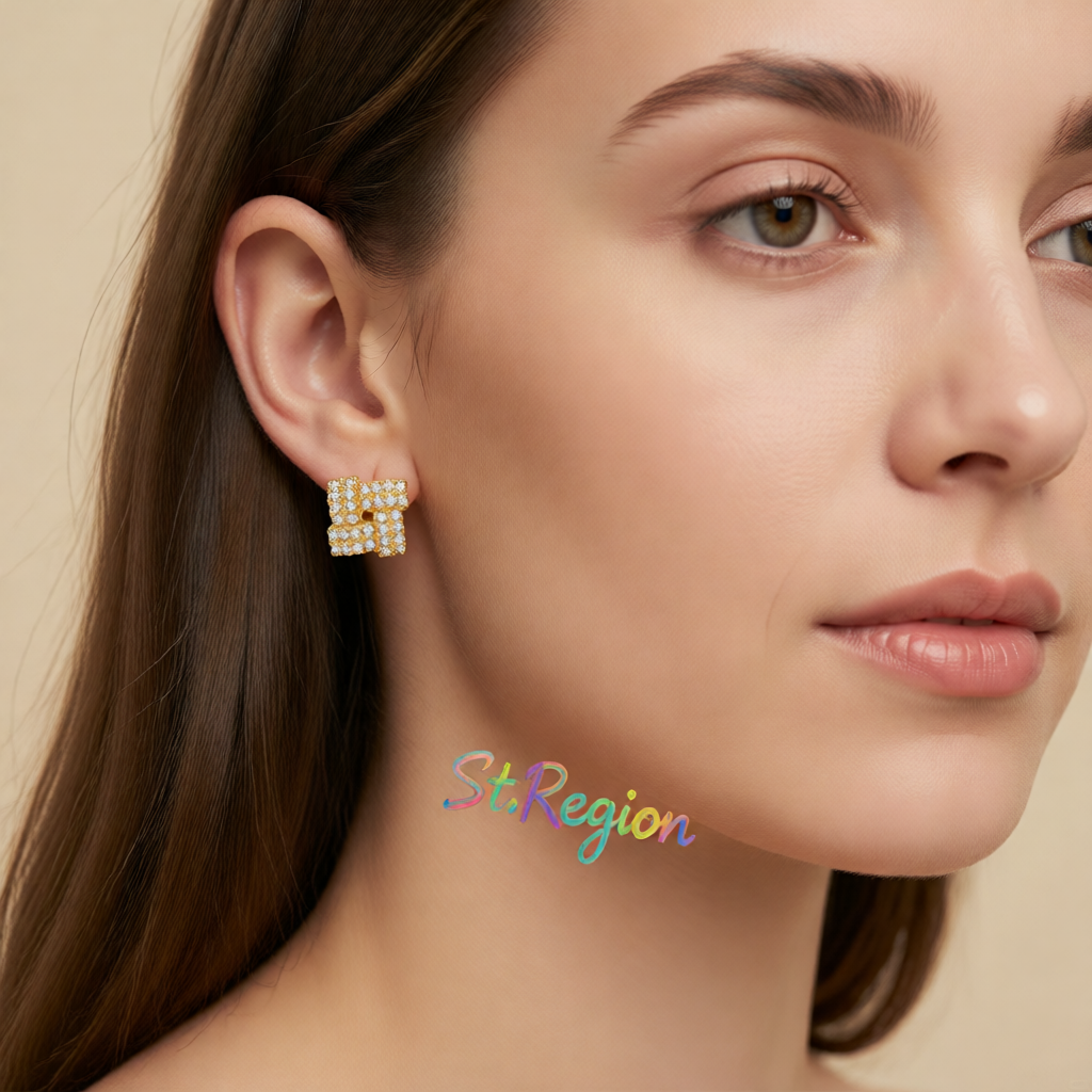 Cubic Zirconia & 18K Gold-Plated Windmill Stud Earrings