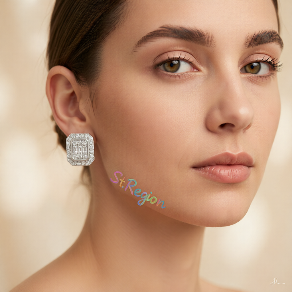 Crystal & Cubic Zirconia Silver-Plated Cushion Stud Earrings