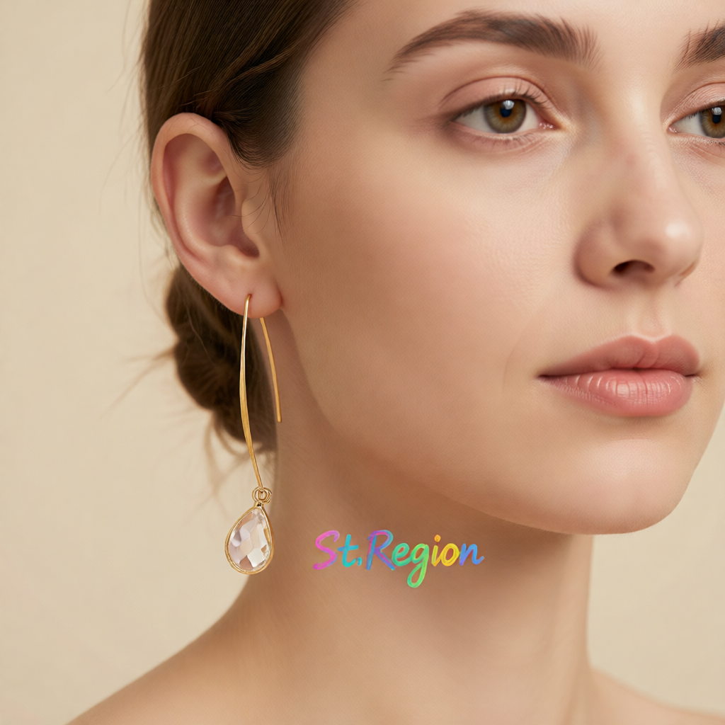 Clear Crystal & 18K Gold-Plated Threader Earrings