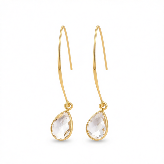 Clear Crystal & 18K Gold-Plated Threader Earrings