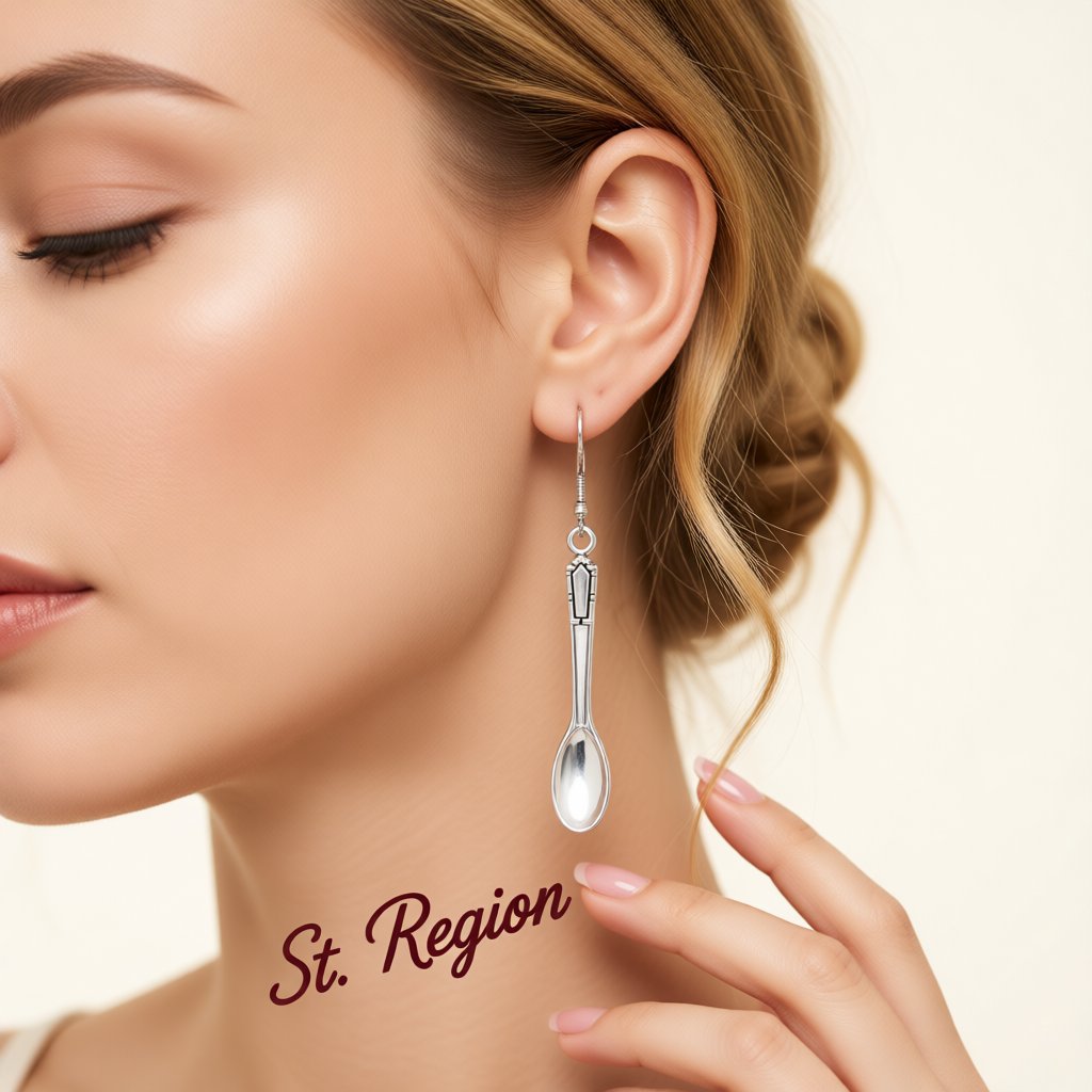 Silver-Plated Spoon and Fork Drop Earrings, silver drop earrings for women, everyday style, styled look