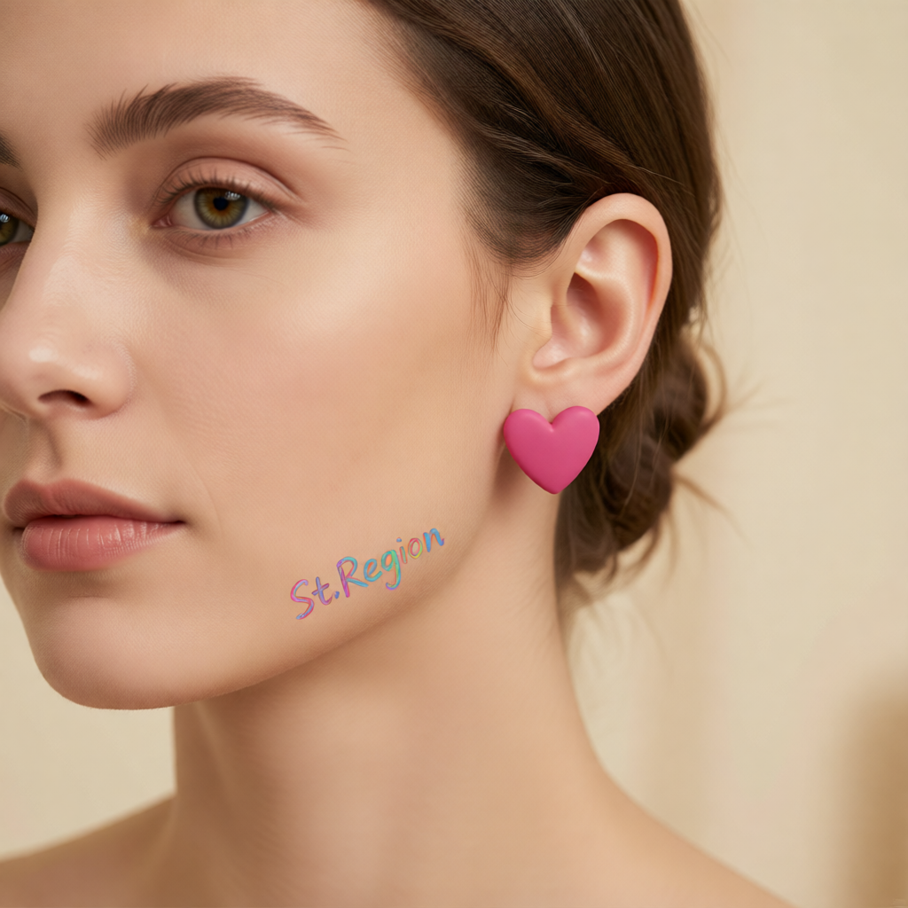 Rose Acrylic & Silver-Plated Heart Stud Earrings