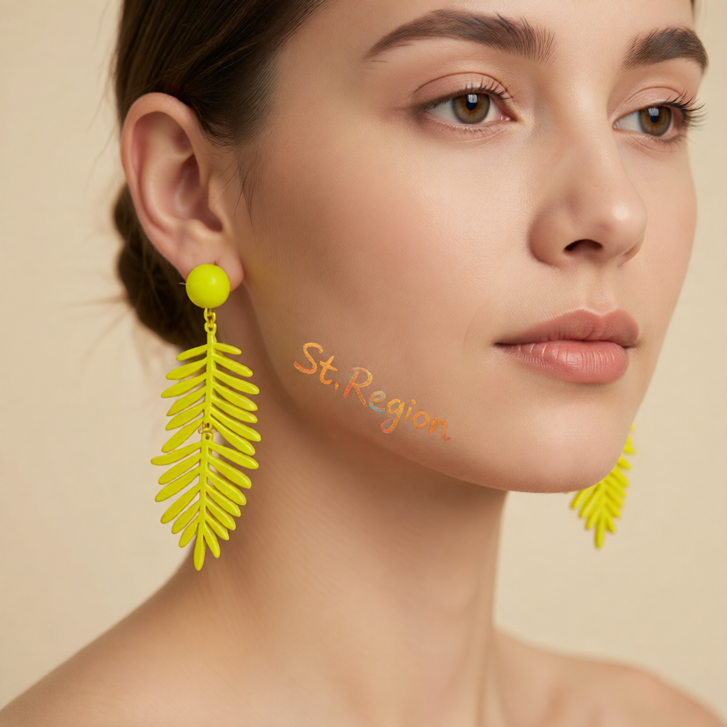Yellow Enamel & 18K Gold-Plated Leaves Drop Earrings