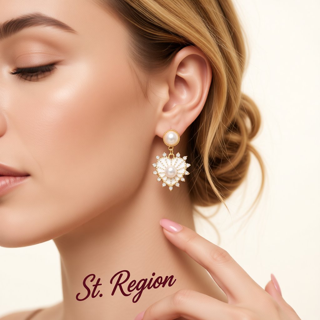 Cubic Zirconia and Pearl 18K Gold-Plated Heart Dangle Earrings, gold drop earrings for women, styled look