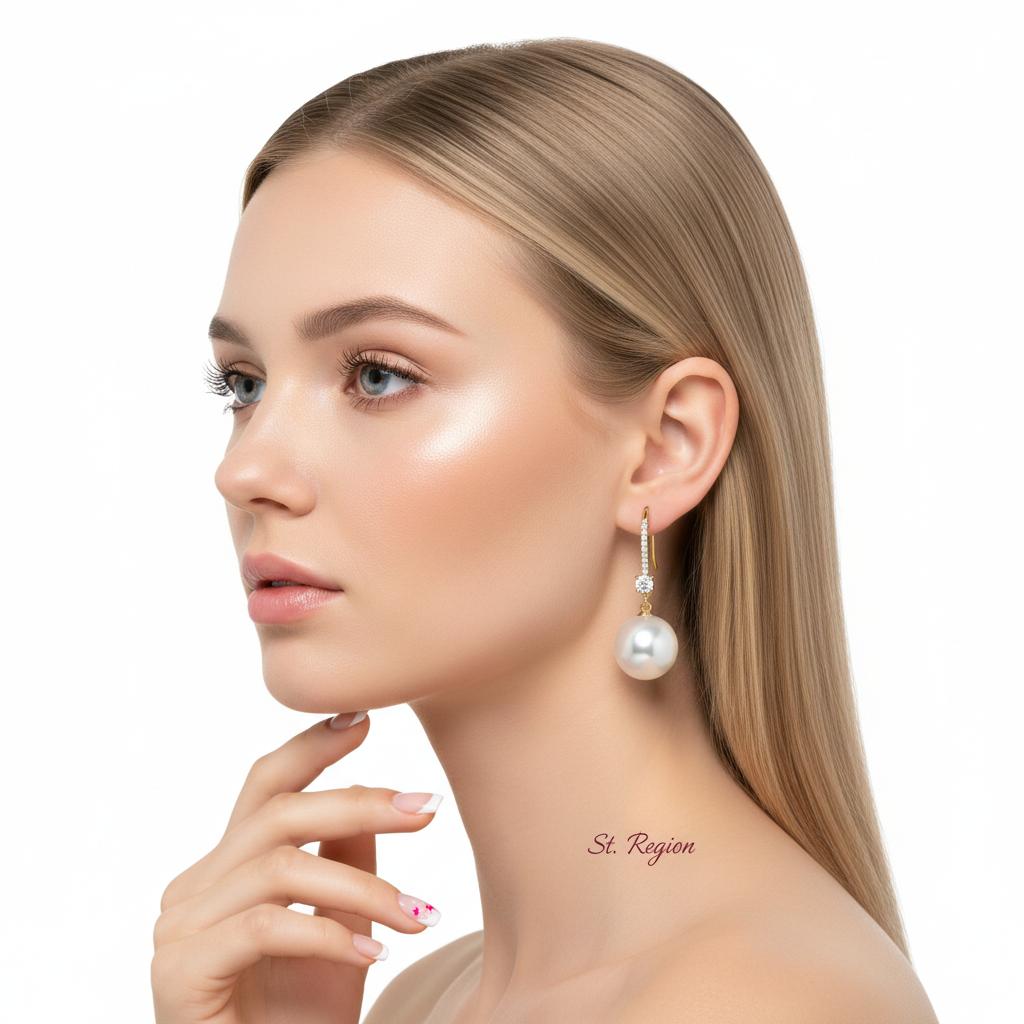 Cubic Zirconia and Pearl 18K Gold-Plated Dangle Drop Earrings, gold drop earrings for women, styled look