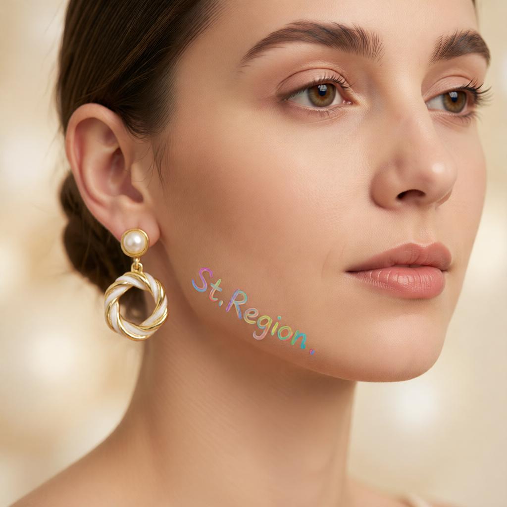 Pearl & Enamel 18K Gold-Plated Twine Round Drop Earrings