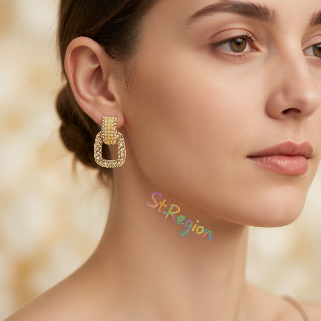 Cubic Zirconia and Pearl Open-Link Drop Earrings, drop earrings for women, dainty minimalist design, styled look