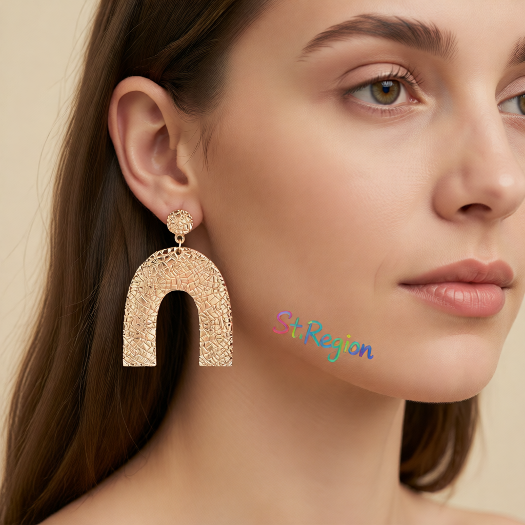 18K Rose Gold-Plated Pebbled Arc Drop Earrings