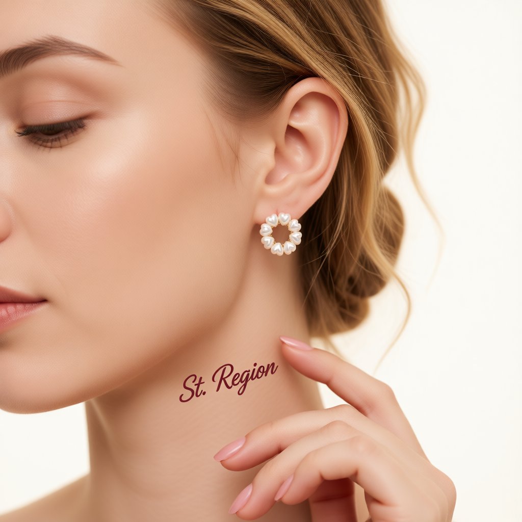 Heart-Shape Pearl and 18K Gold-Plated Circle Stud Earrings, gold stud earrings for women, styled look