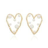 Pearl & Resin 18K Gold-Plated Heart Stud Earrings