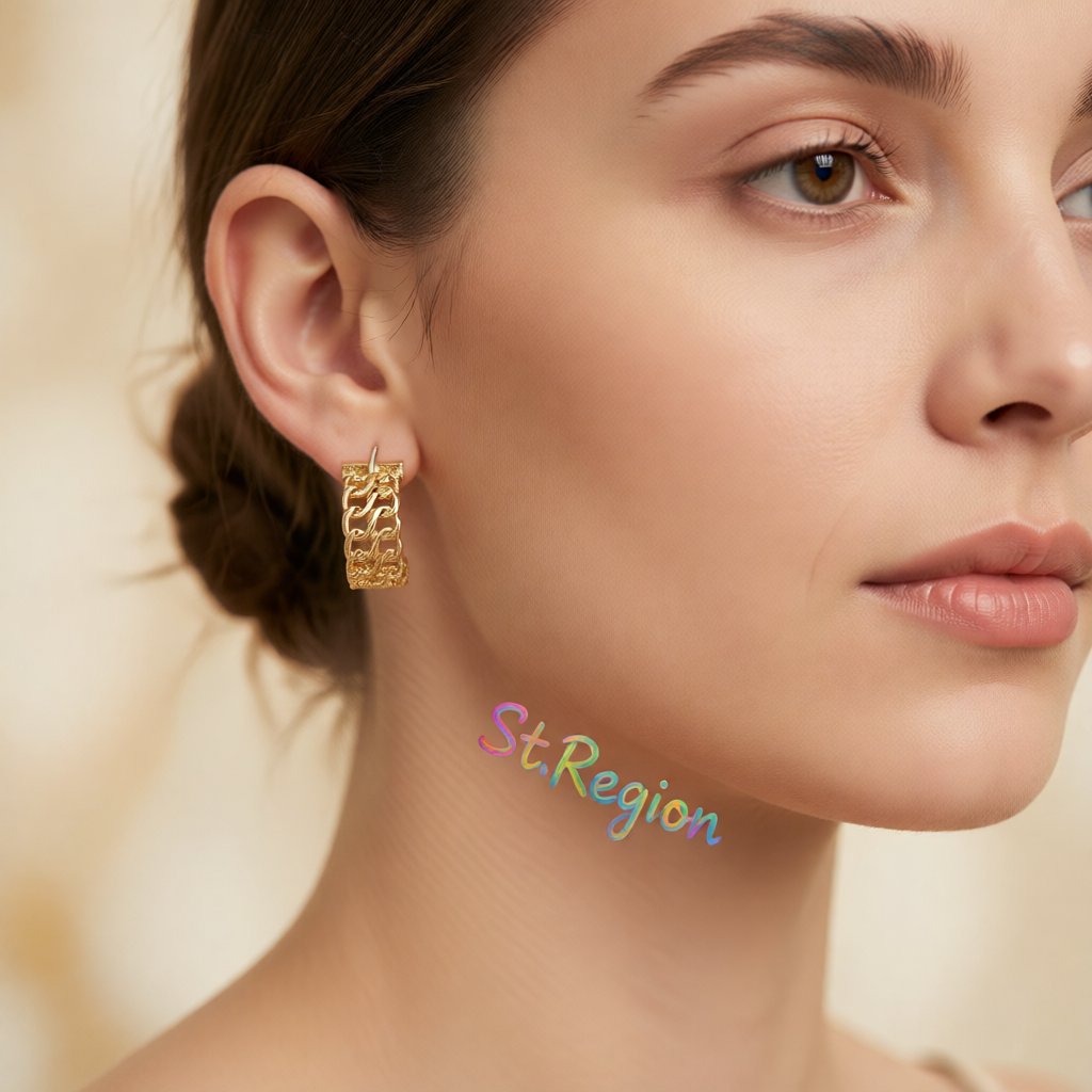 18K Gold-Plated Weaving Huggie Earrings, gold huggie earrings, elegant gift for her, styled look