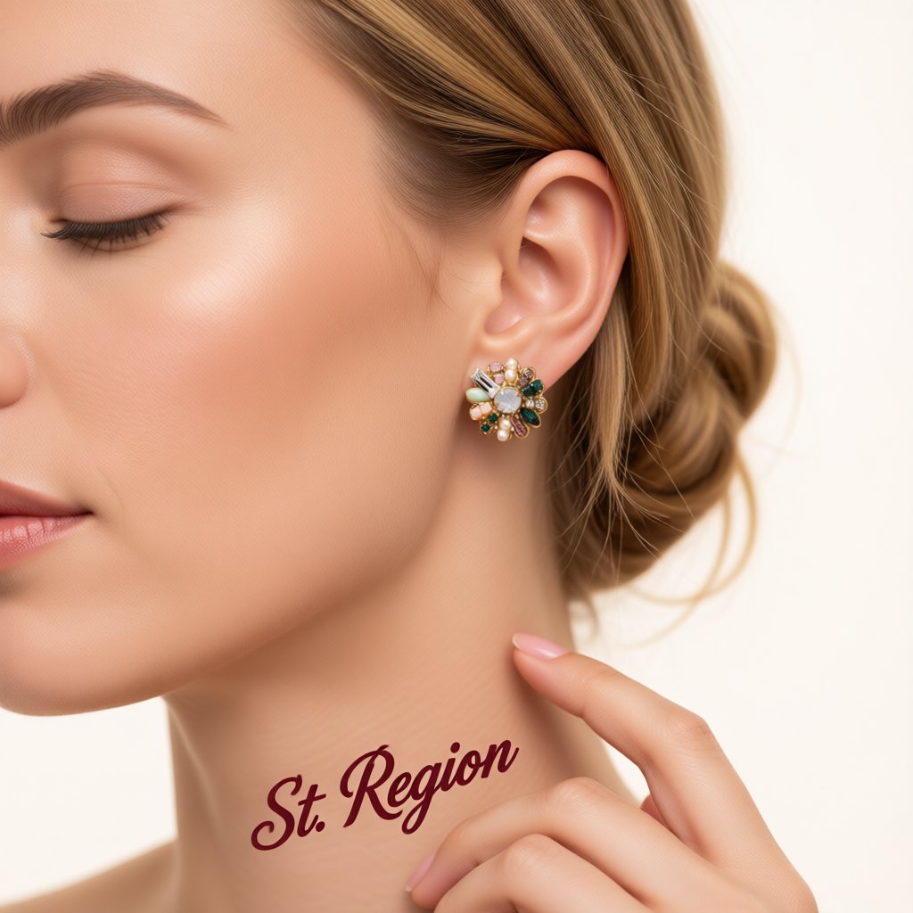 Cubic Zirconia and Pearl 18k Gold-Plated Botany Stud Earrings, gold stud earrings for women, styled look