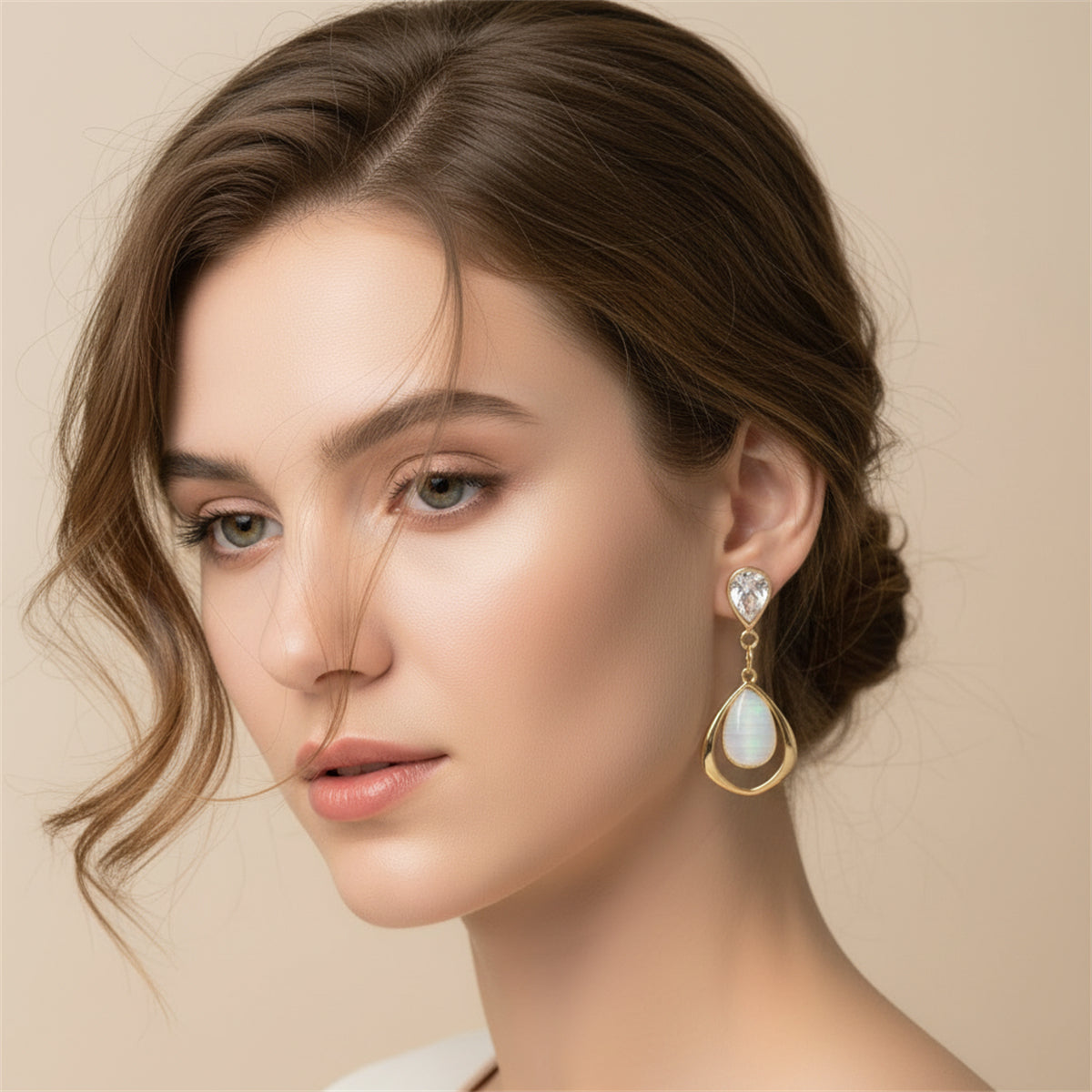 18K Gold-Plated & Clear Crystal Planet Drop Earrings - Street Region