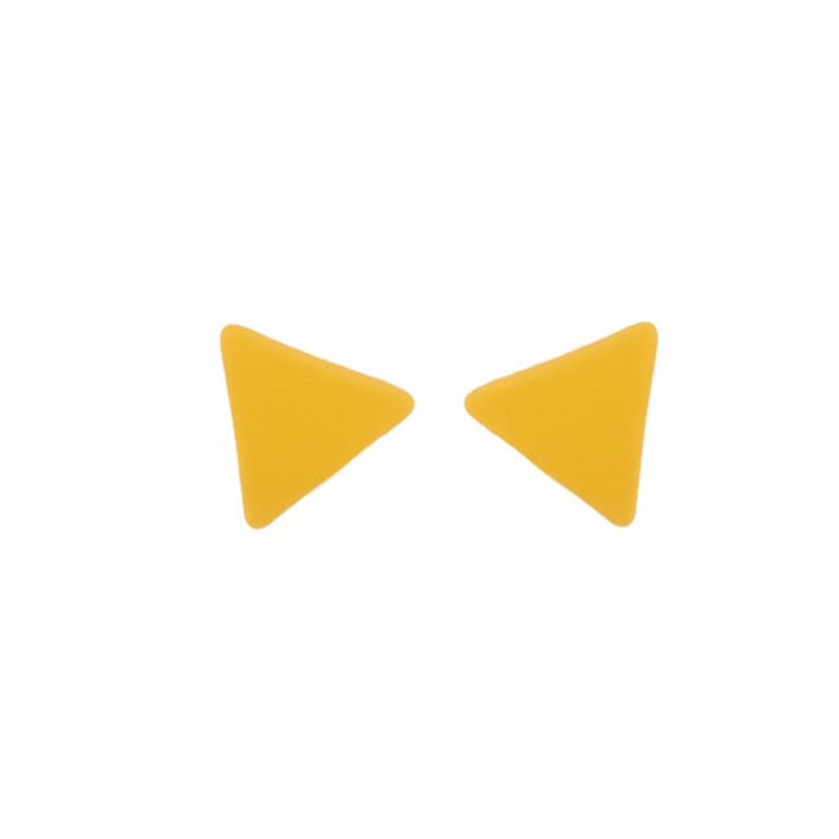 Yellow Enamel and Silver-Plated Triangle Stud Earrings, silver stud earrings for women, dainty minimalist design, side view