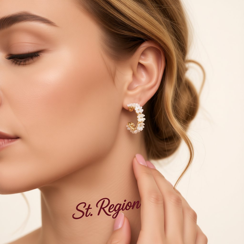 White Acrylic & 18K Gold-Plated Flower Huggie Earrings