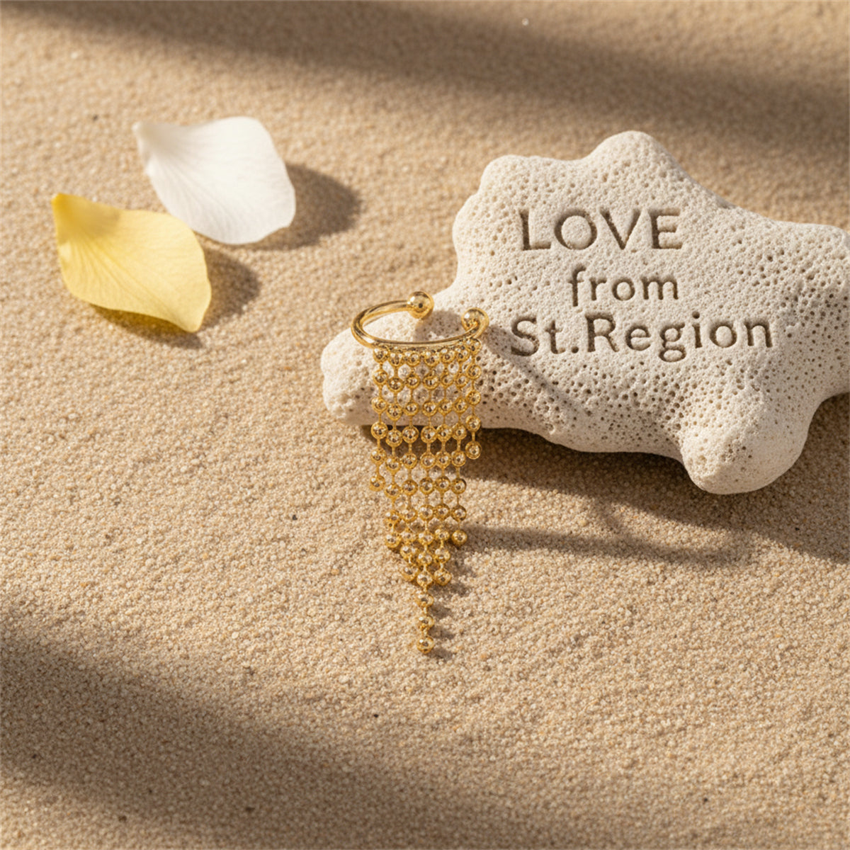 18K Gold-Plated Beaded Tassel Ear Cuff