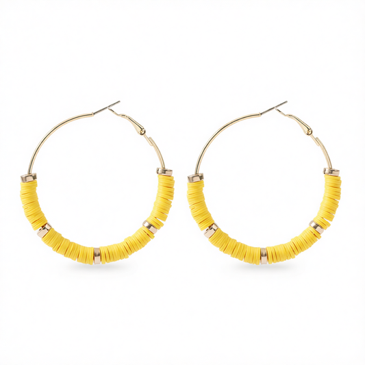 Yellow Polymer Clay & 18K Gold-Plated Hoop Earrings