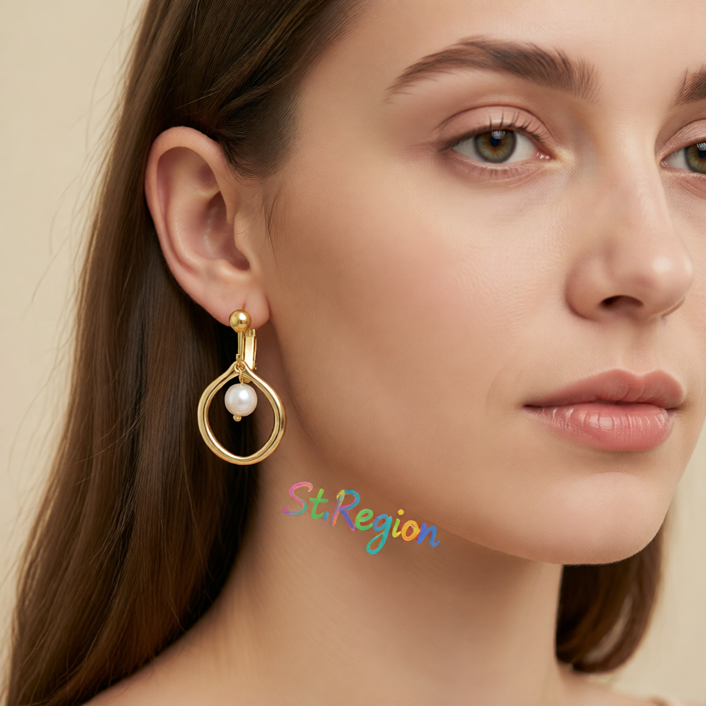 Pearl & 18K Gold-Plated Openwork-Center Huggie Earrings